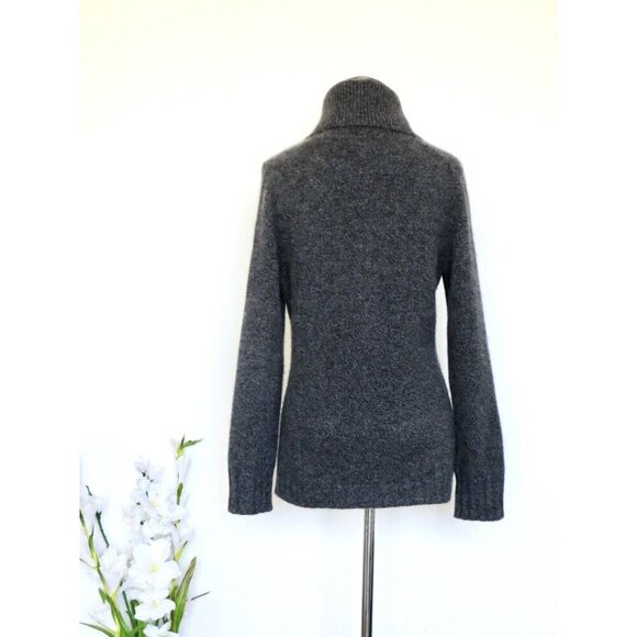 NEW! McDuff 100 % Cashmere Cowl Neck Cable Knit Sweater Gray SZ S - Picture 3 of 5